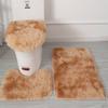 Non Dye Tie Slip Mat Fluffy Plush Bathroom Toilet Seat Cover Carpet 3 Set Piece