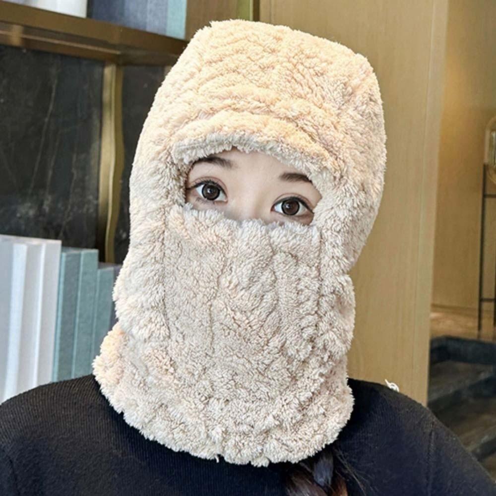 Polyester Warm Wrap Head Hat Solid Color Compact Cap Scarf Ski Windproof Cap  Women