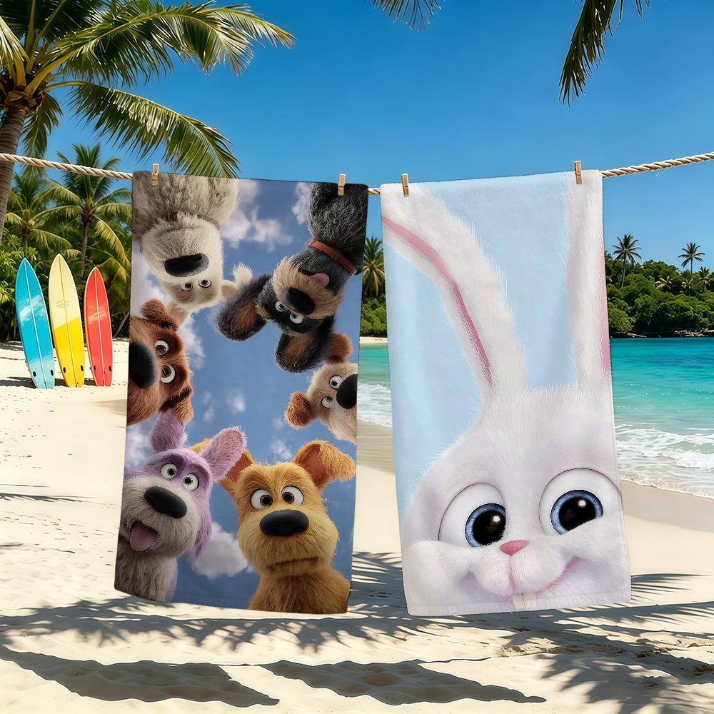 S-SECRET L-LIFE OF P-PETS Cartoon Towel For Outdoor Camping Beach Towel Super Absorbent Quick-Drying Summer Towel