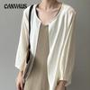 Round Neck One Button Sun Shirt Women's Spring and Summer Loose Cardigan Seven-tenths Sleeve Cardigan