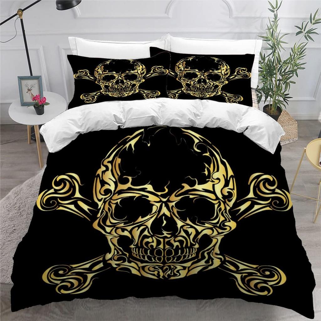 Комплект пододеяльника Skull And Beauty размера фулл Готический комплект постельного белья с изображением сахарного черепа, ангелов и демонов с наволочкой Комплекты для односпальной и двуспальной кровати