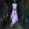 43 Inch Halloween Ghost Windsock Flags with LED Lights Outdoor Hanging Scary Light Up Ghost Wind Socks for Tree Yard Porch Garden Decor