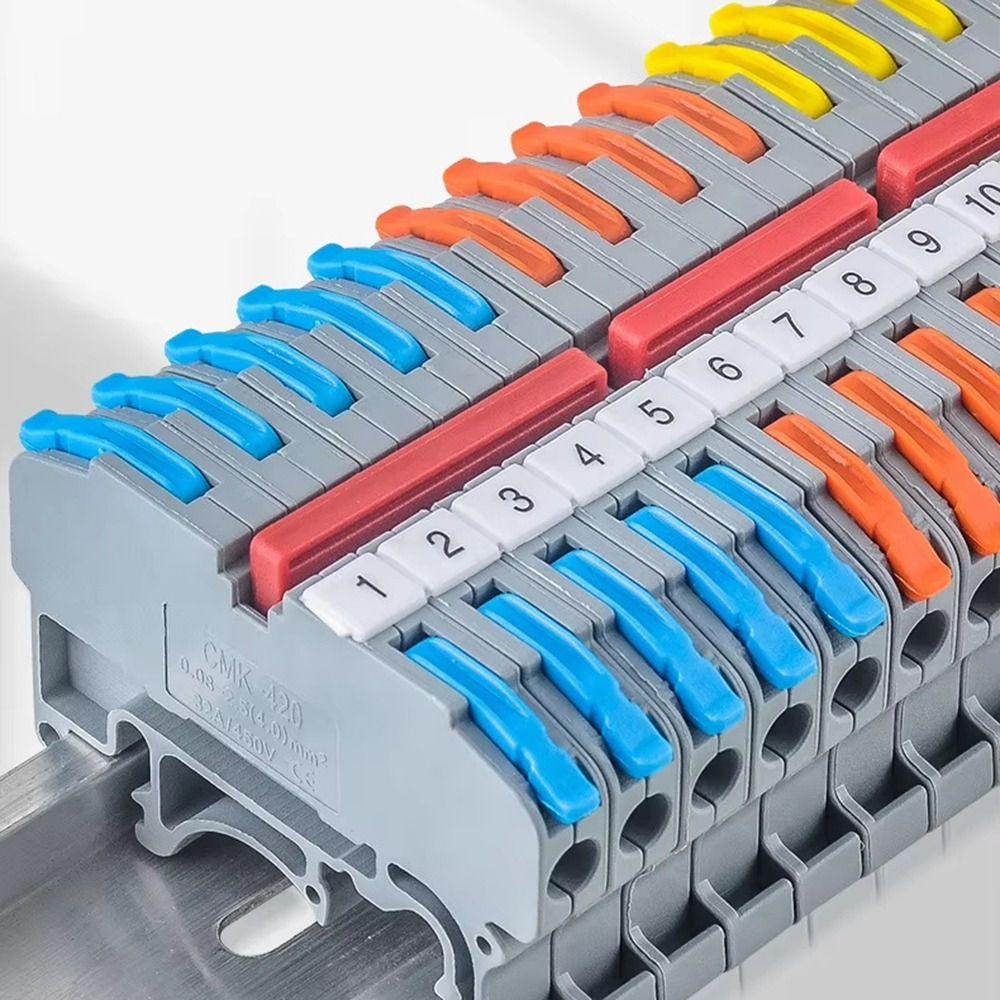 10Pcs 4mm2 11AWG Din Rail Terminal Block 450V 32A Quick Splice Hub for Electronics Wiring
