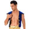 Mens Arabian Prince Costume Cap Sleeve V Neckline Braided Trimming Vest Waistcoat Halloween Cosplay Dress Up