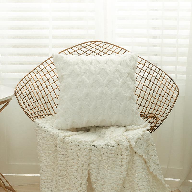 Наволочка для диванной подушки в стиле инс, скандинавский стиль, однотонная, легкая роскошь, плюшевая, домашняя ткань, наволочка