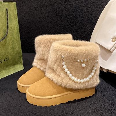 Модные зимние новые замшевые ботинки с круглым носком и толстой подошвой, удобные короткие женские модные хлопковые ботинки на плоской подошве