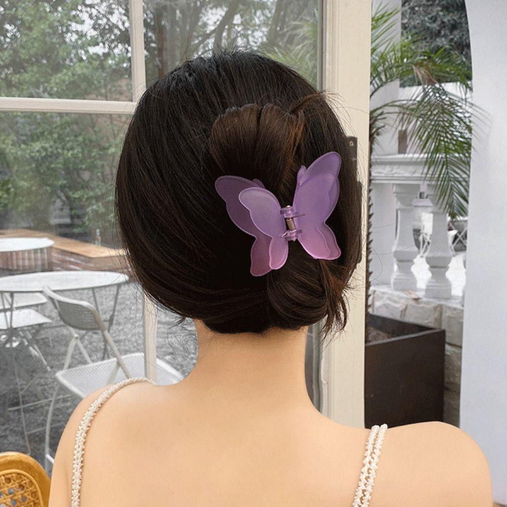 Colorful Butterfly Hair Claw Clip Matte Hairpin New Hair Clip Women