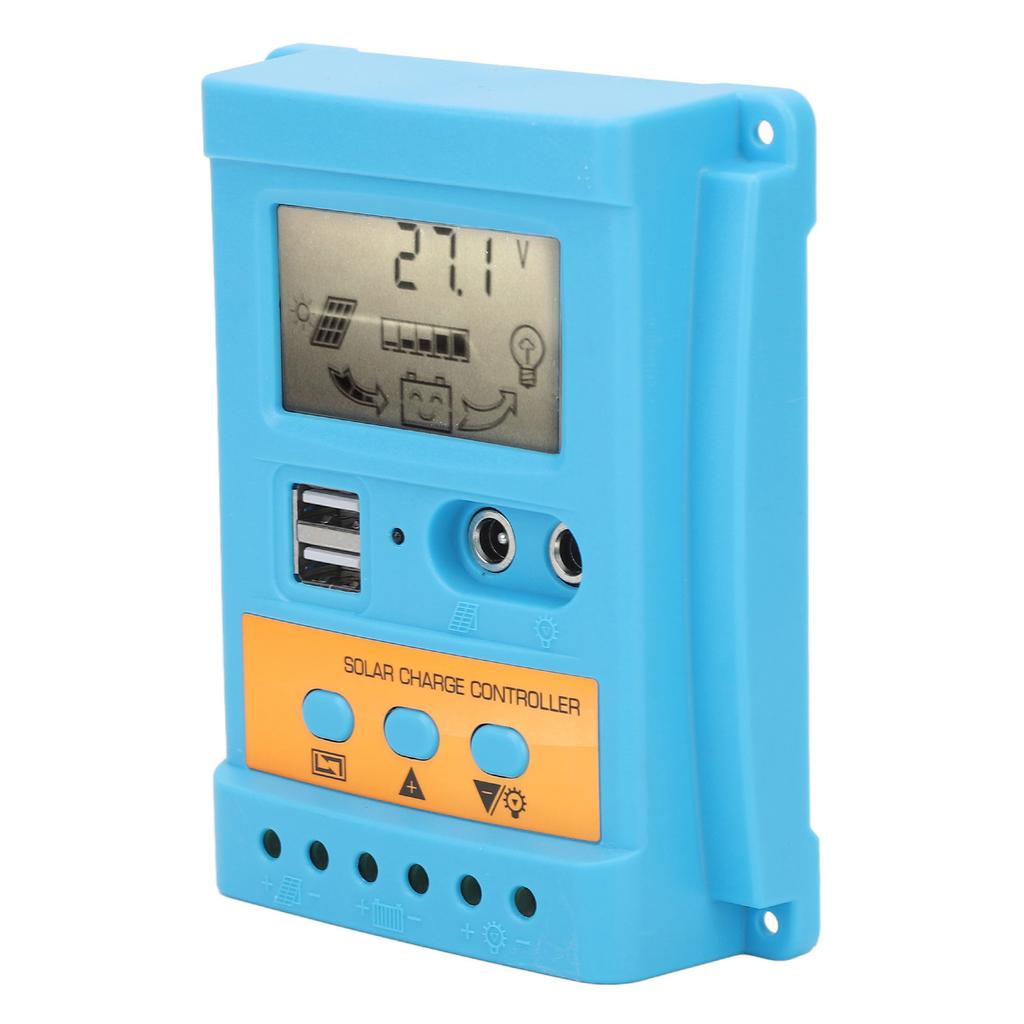 Solar Charge Controller 12V 24V Auto Identification 2 USB Port LCD Display High Efficiency for Sealed Battery 50A