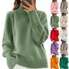 Women's Fashion High Neck Solid Color Knit Sweater Top Pullover Casual Sweater