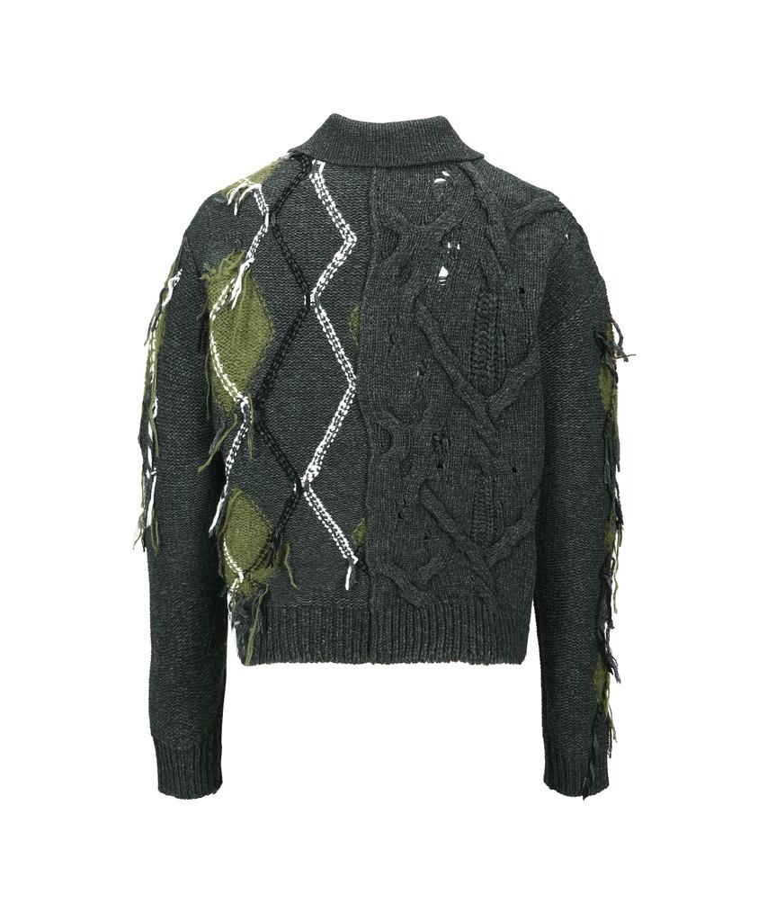 ADSB ANDERSSON BELL Argyle Fisherman Polo Sweater Atb1346M(Charcoal)