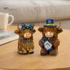 Office Shelf Decoration 2Pcs Magic Cow Figurines, Creative Resin Animal Statue with Wizard Theme, Trend Figure Gift Desk Home Decor, 2-Pack,
