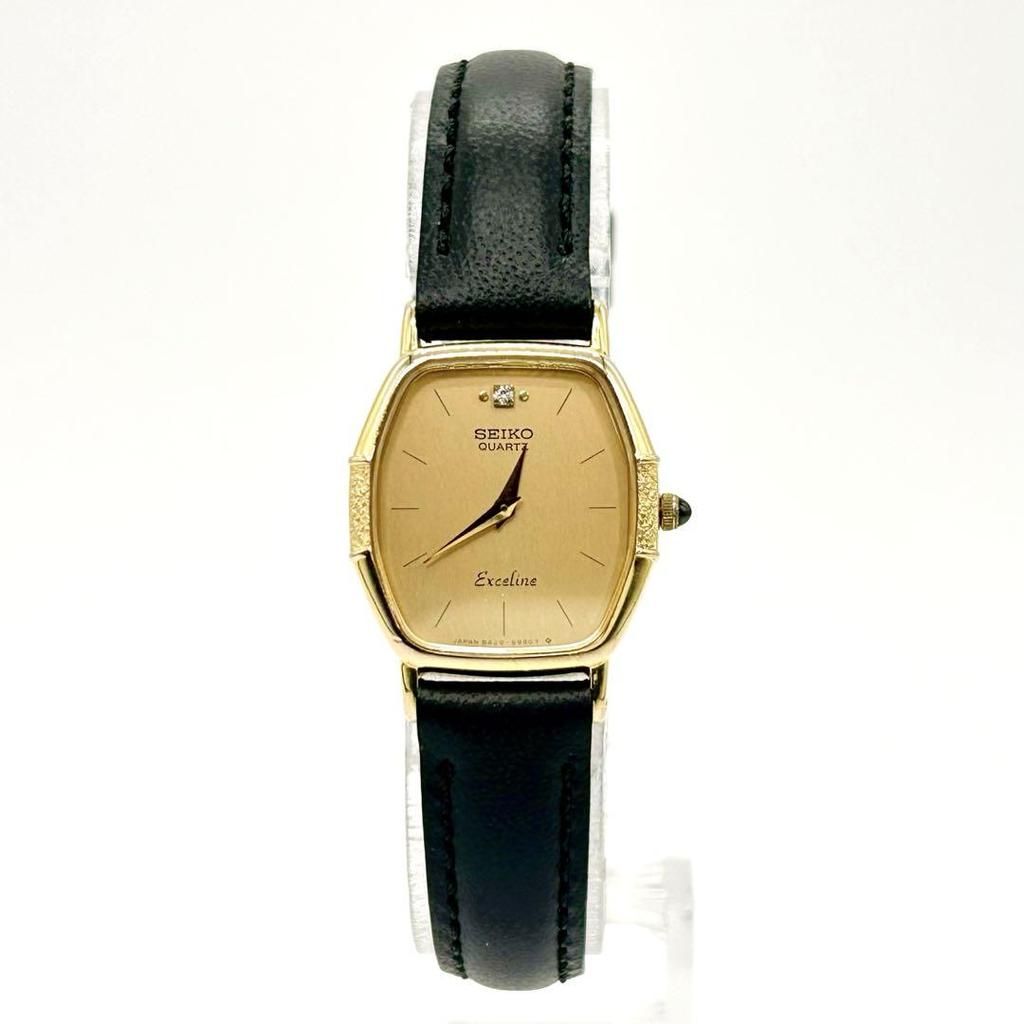 [USED] SEIKO Exceline 10K 1P Diamond Quartz Wristwatch