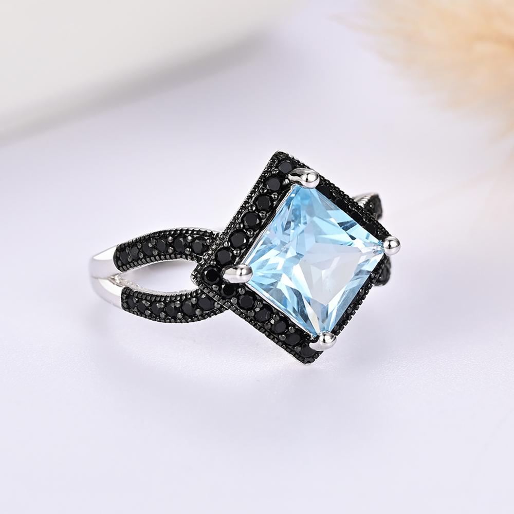 Комплект из серебра 925 пробы: кольцо, серьги, подвеска, ожерелье с натуральным небесно-голубым топазом, набор изящных ювелирных изделий для женщин для повседневной носки и вечеринок