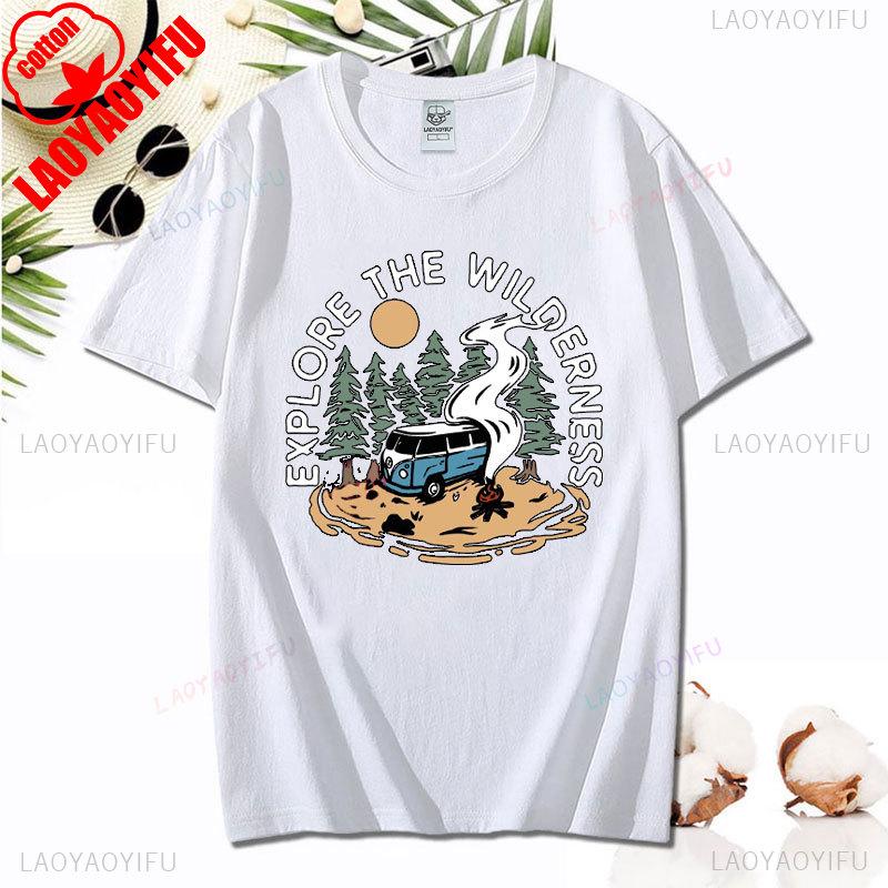 Love Camping I Hate People Vintage Funny TShirt Unisex Tees Camping Hiking Short Sleeve Tops Camper Gift Cotton ONeck TShirt