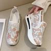 Fashion Flower Embroidery Platform Sneakers for Women Sli On Breathable Mesh Casual Shoes Woman Spring Summer Thick Sole Loafers Female