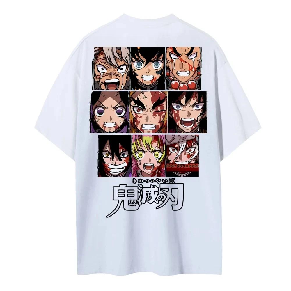 Hot Sale Anime Peripherals Demon Slayer Manga Graphic Print Short-sleeved Men Women Cotton Comfortable Soft  Loose Casual Oversized Top Summer New Tee