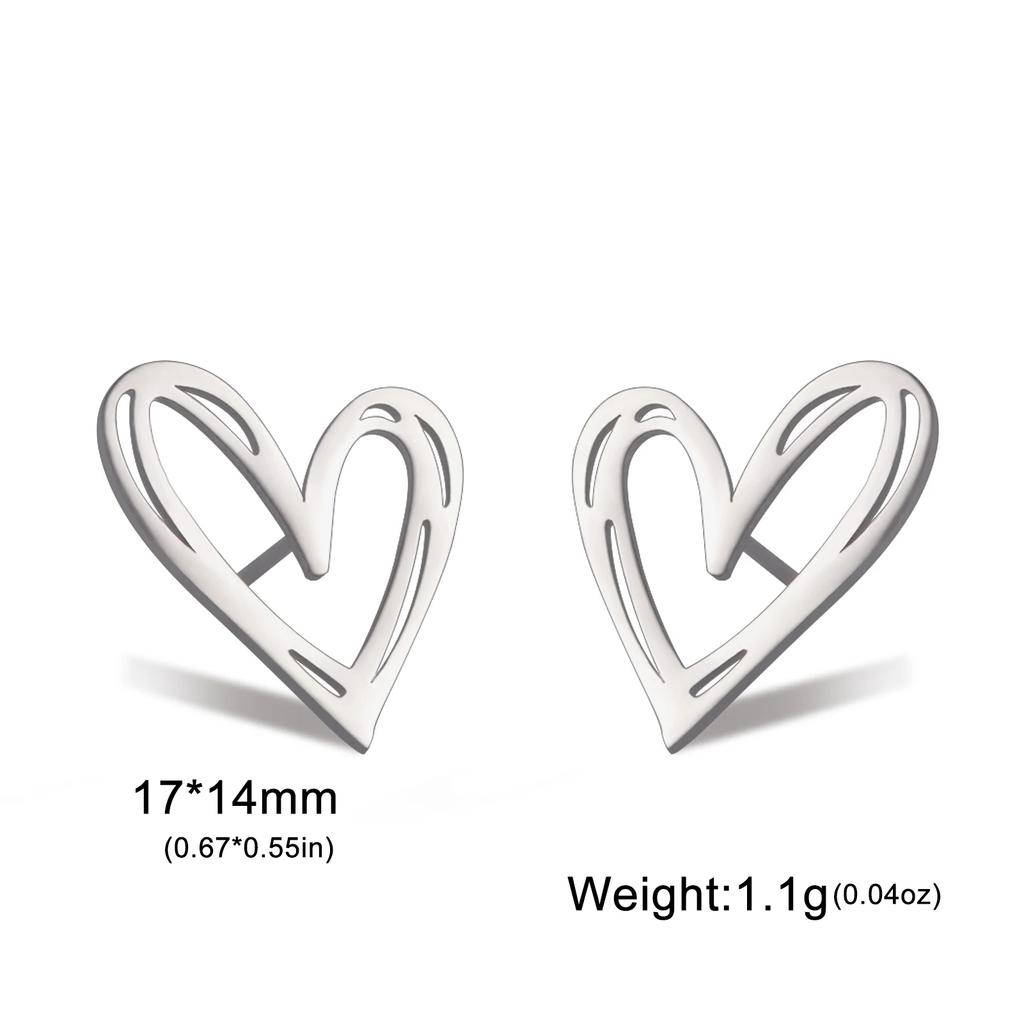 Серьги-пусеты в форме сердца Женские из нержавеющей стали aros mujer Вырез Любовь Пирсинг Серьги Тренд 2025 K-pop Украшения Подарок Новые CDN