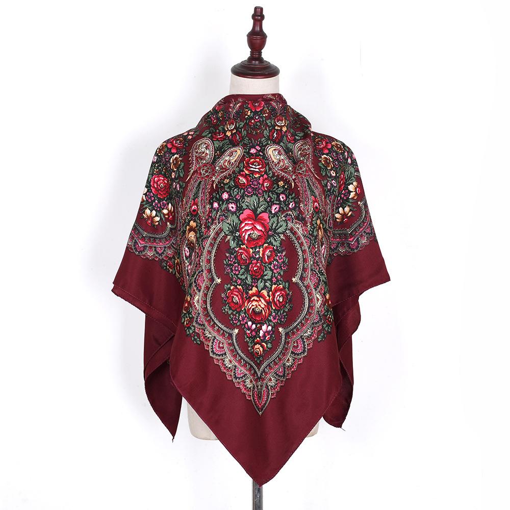 110*110 см русский квадратный шарф женский роскошный цветочный принт бандана шаль