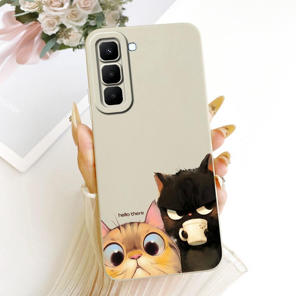 For Infinix Hot 70 X6895 Cute Cat Flower Cartoon Phone Case For Infinix Hot70 Soft Silicone Covers Bumpers