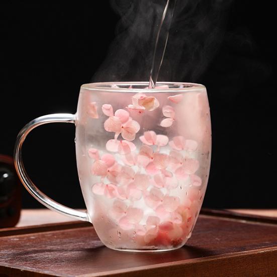 Кружка для кофе из стекла с двойными стенками, термоизолированный тамблер, чашка с уникальным цветочным узором, изолированные термостойкие кружки для чая и латте с ручкой