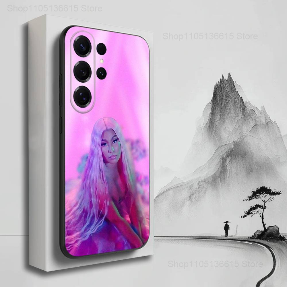 Чехол для Samsung S22,S21,S9,S25,S24,S23,Ultra,FE,S20,S10,Plus,Lite, Рэпер N-Nicki M-MINAJ, Мягкий Силикон, Черный