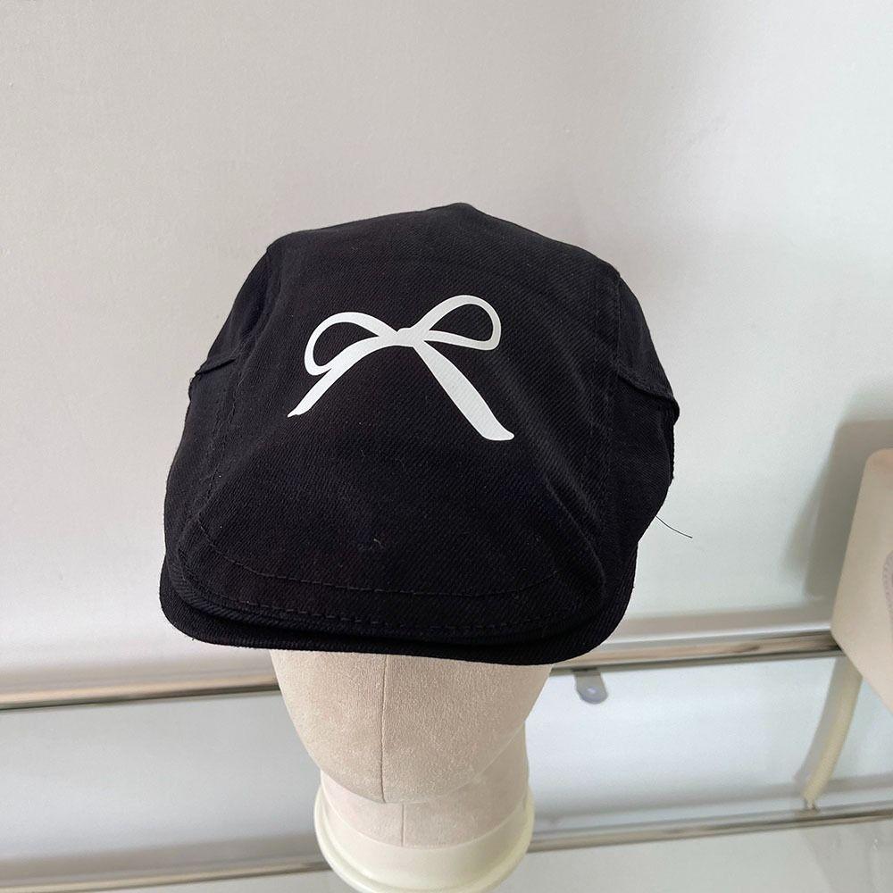 Bowknot Bow Berets Cap Y2K Women Artist Hat Vintage Newsboy Cap  Autumn