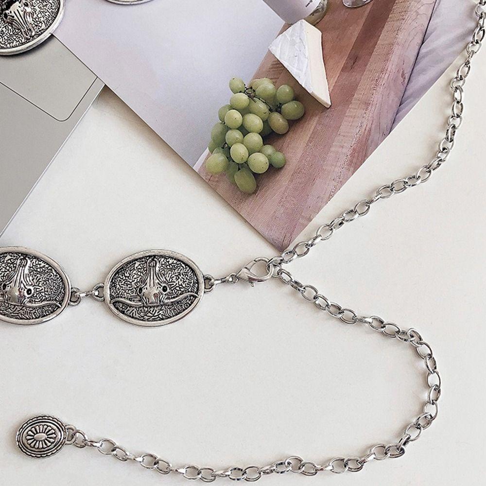 Vintage Bohemian Style Waistband Flower Ethnic Style Belt Metal Waist Chain Beach Accessories