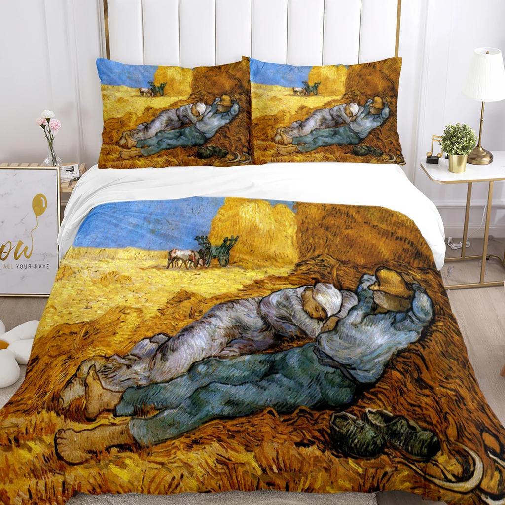 Van Gogh Art Cute Kawaii Пододеяльник Одеяло Постельное белье Мягкий пододеяльник и наволочки для подростков Односпальная/Двуспальная/Queen/King