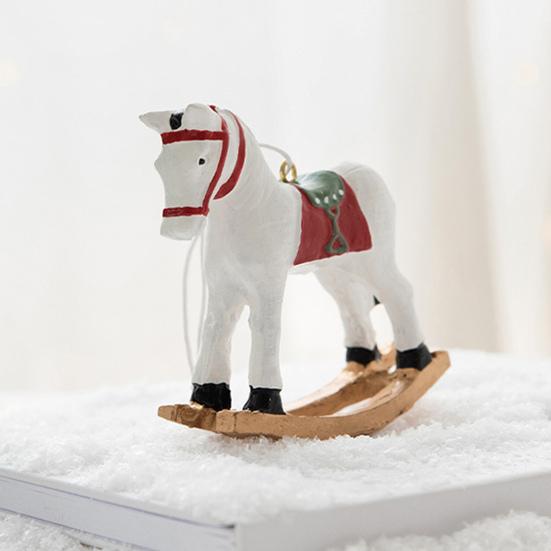 Рождественский кулон в стиле ретро, ​​милый цветной 3D мультяшный лошадка-качалка, подвесное украшение из смолы для рождественской елки, рождественское украшение для дома и праздника