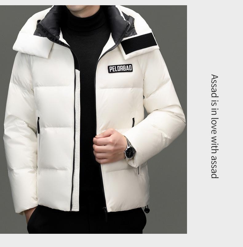 Мужская короткая пуховая куртка с капюшоном на зиму 2025 - 90% утиный пух, повседневная верхняя одежда