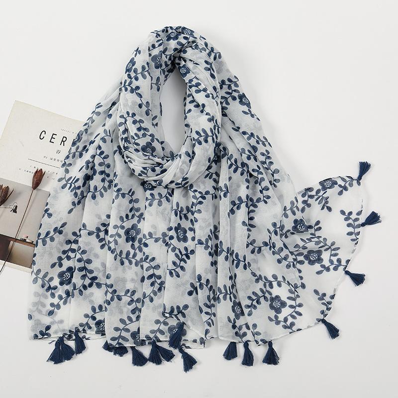 Korean Version of Xiaoxiang Style Cotton and Linen Hand-definition Fringe Scarf for Women  Fashionable  Casual Versatile and Warm Scarf Shawl