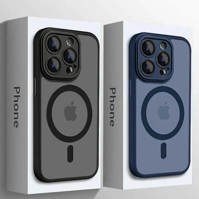 Прозрачный оригинальный чехол для iPhone 15 16 14 13 11 12 Pro Max для Magsafe Magnetic Wireless Charge Защитная матовая крышка для объектива