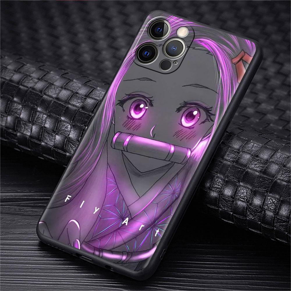 Чехол Funda для Apple iPhone 14 11 13 7 12 Pro 7 XR XS Max 8 Plus 6 14Pro 13Mini, черный мягкий чехол для телефона аниме Demon Slayer