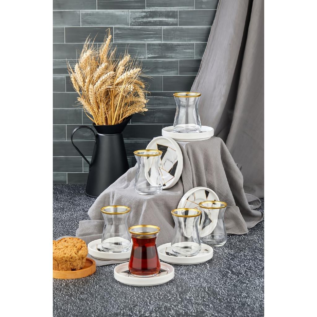 Набор чайных чашек из 12 предметов, мозаика с украшением из золотой позолоты, чайный сервиз