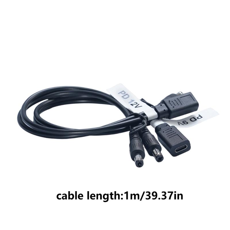 USB C к двойному DC-кабелю питания 5,5x2,1 мм 9 В 12 В 3 А для светодиодных лент, роутера, вентилятора, динамика, зарядки