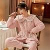 Коралловая бархатная пижама женская зимняя трикотажная стеганая куртка из толстой фланели корейский кашемировый женский комплект домашней одежды можно носить на улице