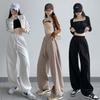 Осень и зима повседневные спортивные штаны женские с высокой посадкой свободные маленькие леггинсы спортивные штаны широкие прямые брюки