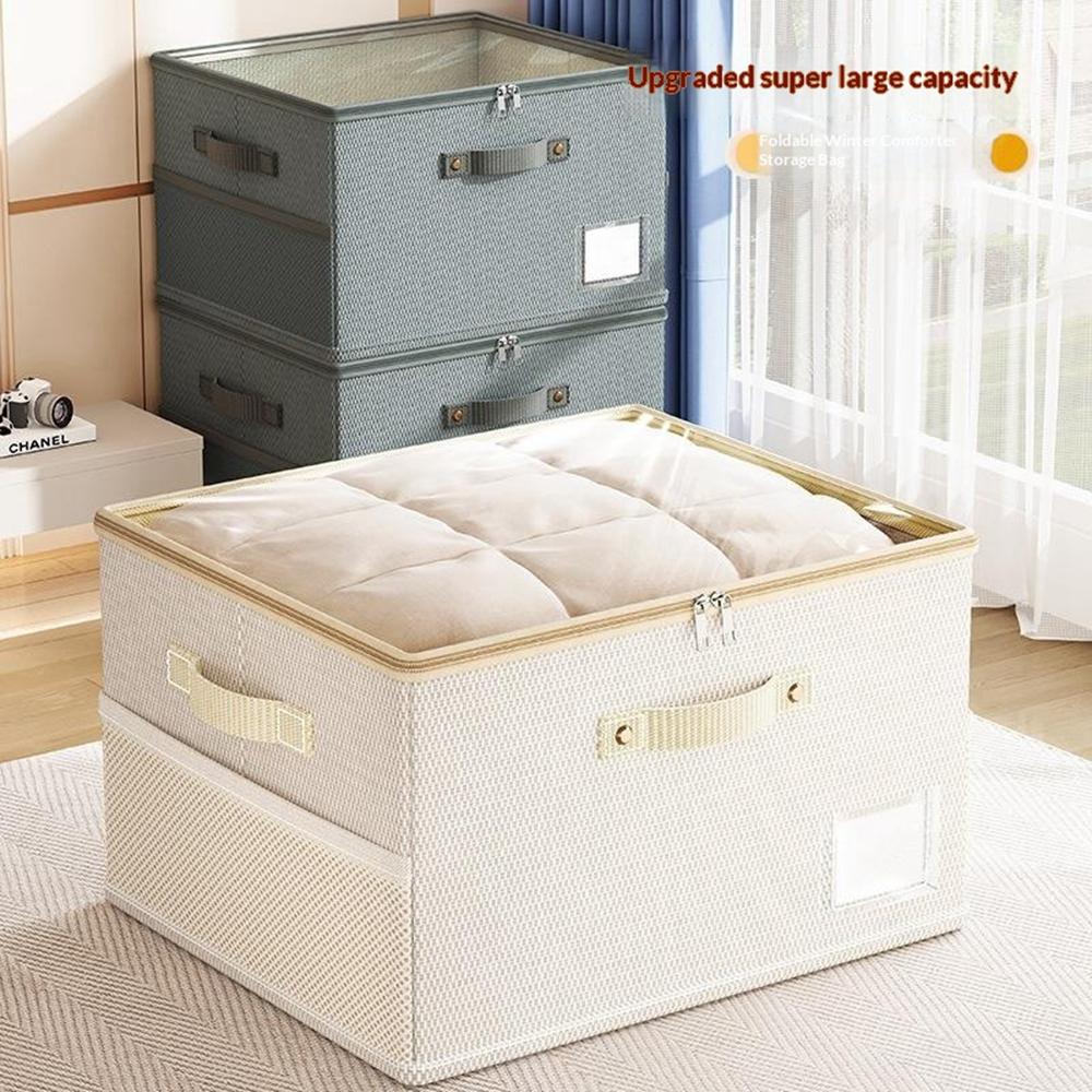 40 x 30 x 20cm Breathable Oxford Fabric Storage Box with Clear PVC Lid Foldable Clothes Organizer