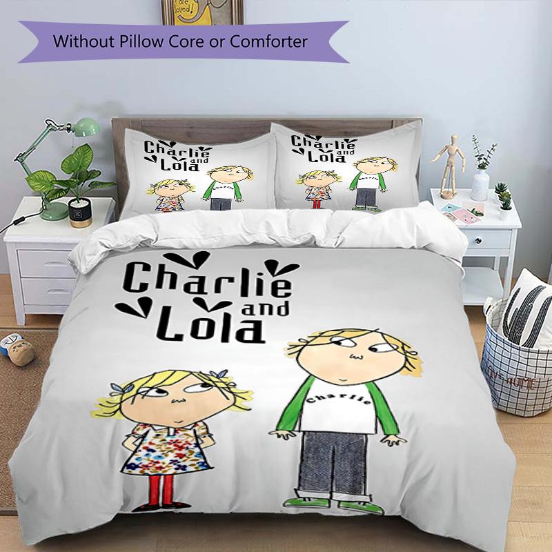 3pcs Charlie and Lola Bedding Set Duvet Cover Closure Includes 1 Duvet Cover & 2 Pillowcases, Soft and Comfortable for All Seasons.