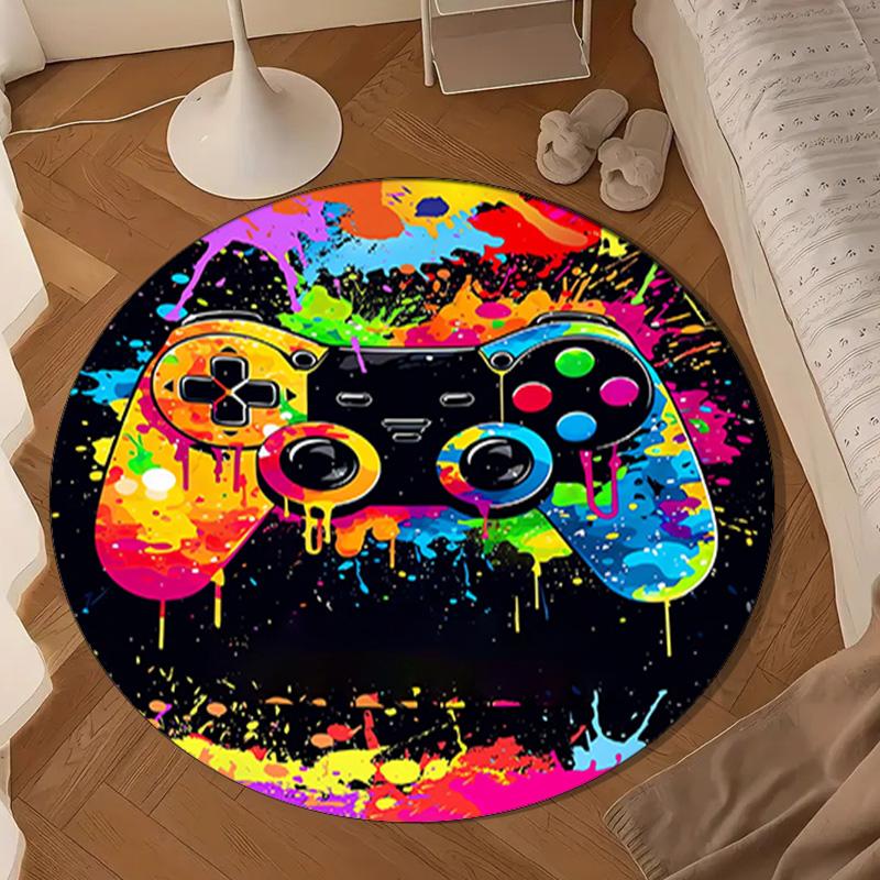 Colorful Gaming Controller Round Rug for Livingroom,Bedroom, Palyroom, Chair Rug, Area rug, Circle Carpet, Large Size Fan Christmas gift