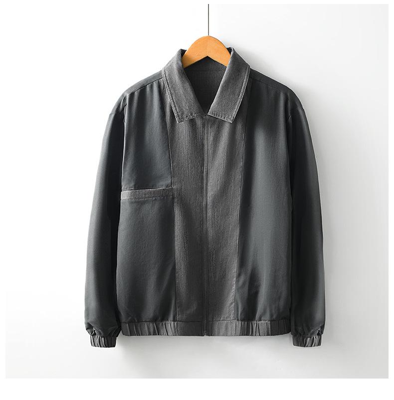 Мужская модная однотонная свободная куртка с лацканами L188 - Осенний стиль Business Casual
