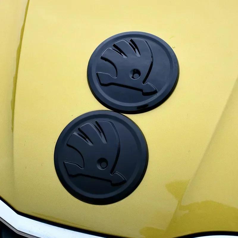 2025 New ABS Car Front Hood Badge Emblem Sticker for SKODA Superb Octavia Rapid Spaceback Rapid Kodiaq Karoq Kamiq Auto Decal Ac