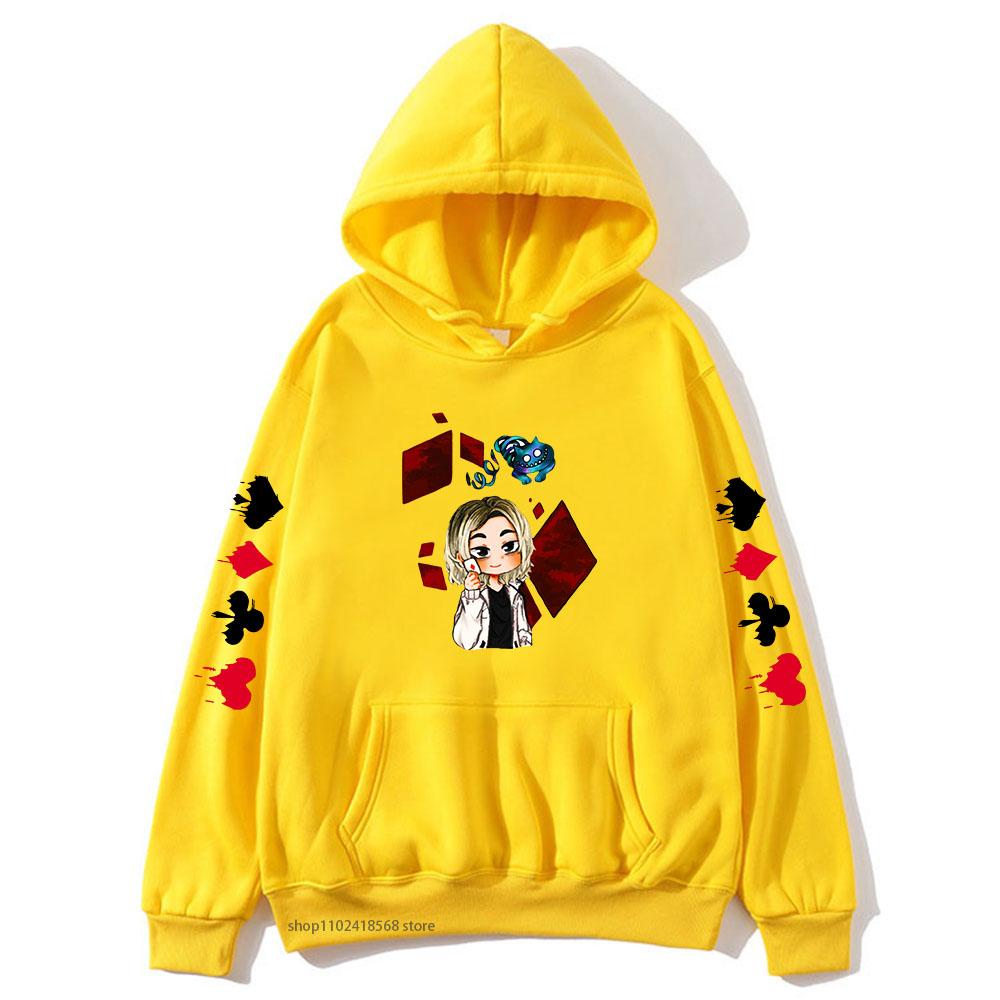 Милая толстовка с капюшоном Chishiya, толстовки с рисунком «Алиса в границе», пуловеры в стиле аниме, мужская уличная одежда с мультяшным принтом, женская уличная одежда в стиле Харадзюку, повседневная