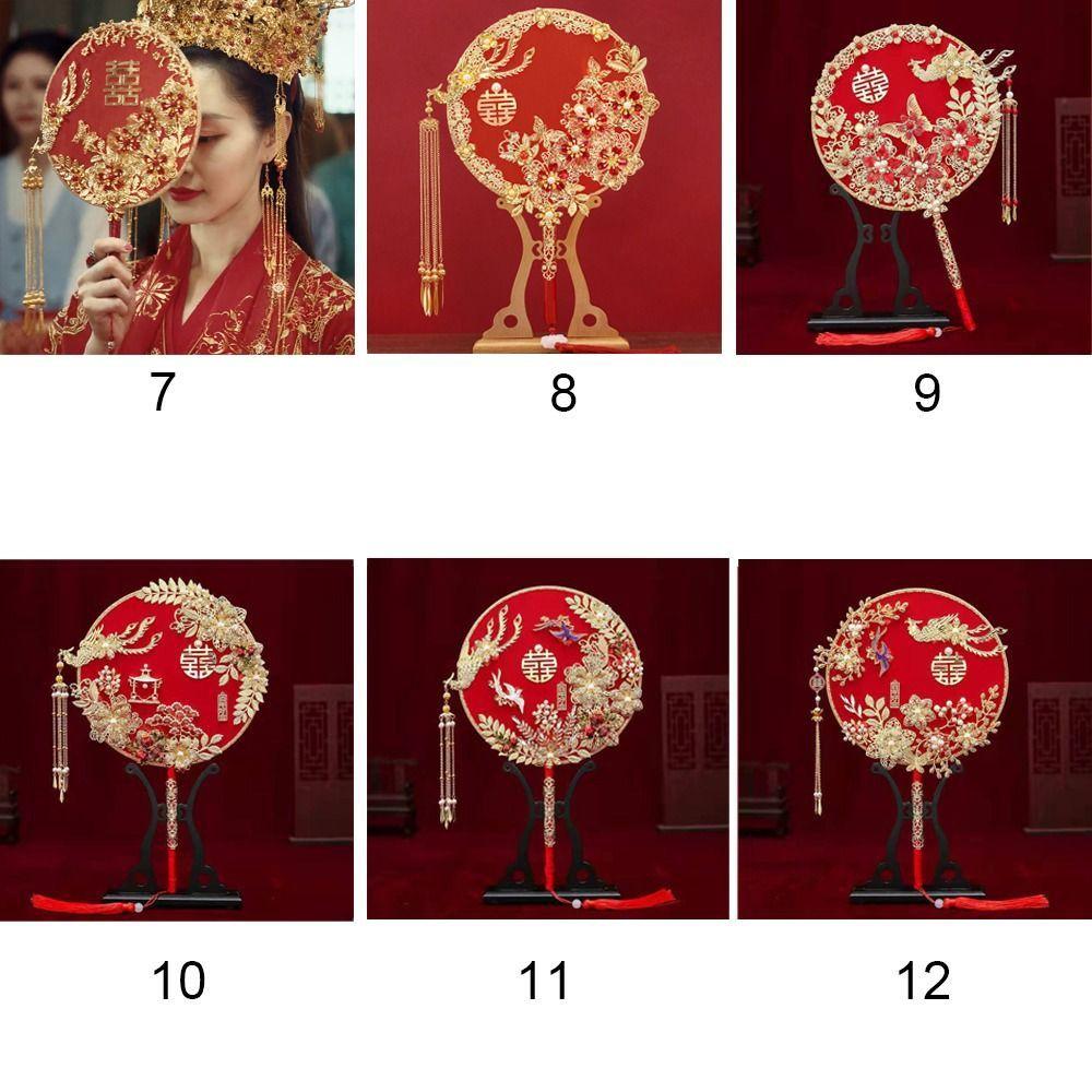 Decorative with Pendant Chinese Wedding Hand Bouquets Bridal Group Fan Chinese Fan Embroidery Fan