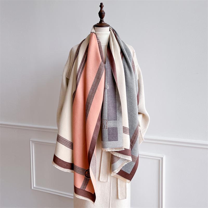 Luxury Horse Winter Scarf for Women Warm Pashmina Shawls Thick Cashmere Blanket Chunky Stoles Lady Elegant Poncho Bufanda