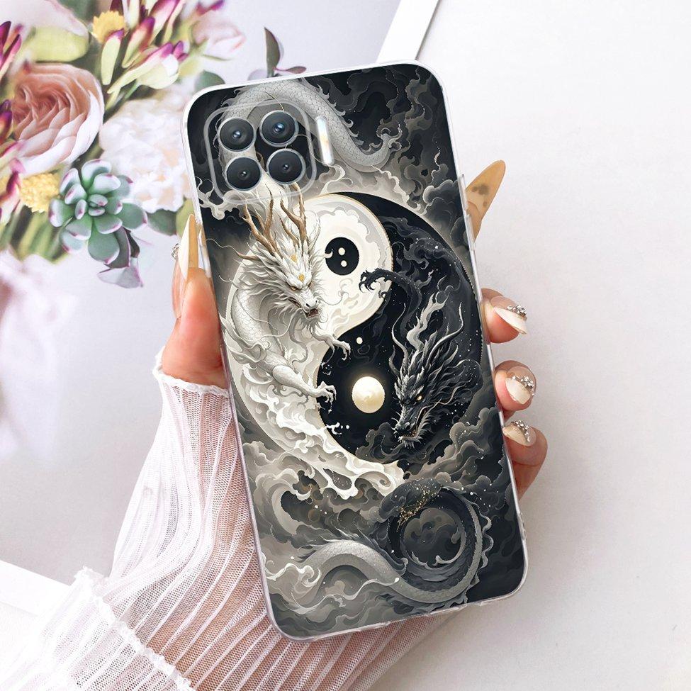 Clear For Oppo F17 Pro Case CPH2119 Cute Cat Fashion Butterfly Funny Painted Bumper Cover For Oppo F17 Pro Casing