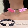 Nightclub Cosplay Heart Punk Wing Rock Collar Necklace Bat Gothic Sexy Faux Leather Circle Collar