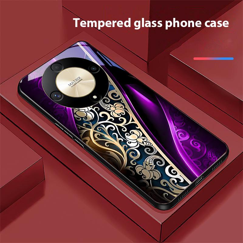 Jinmai Красно-фиолетовый Для Honor Magic 6 50 70 90 Lite X7b 200 Pro Nova 10 Nova 5T X6 P30 Pura 70 Ultra Чехол для телефона из закаленного стекла