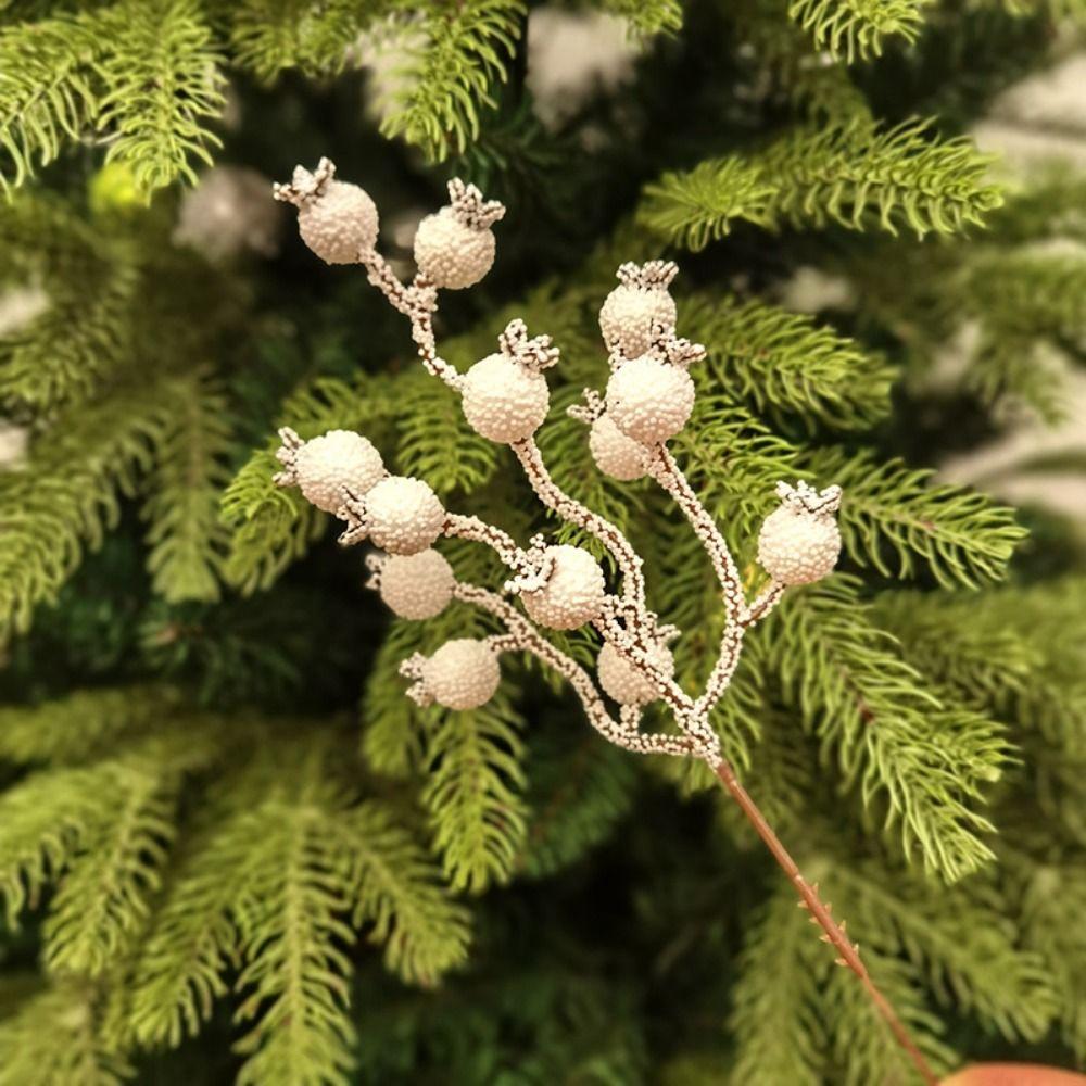 5Pcs/set Handmade Artificial White Berry DIY Christmas Tree Ornament Party Supplies