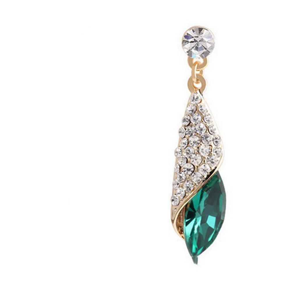Women Earrings Delicate Exquisite Droplet Shape Zinc Alloy Artificial Diamond Green Earrings Women